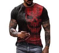 T-shirt à manches courtes pour homme facile à porter - Imprimé 3D - Pour l'intérieur et l'extérieur, la marche, le sport, la vie quotidienne, blanc, L