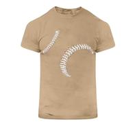 T-shirt à manches courtes pour homme facile à porter - Lettre de baseball imprimée - Col rond - Pour l'intérieur et l'extérieur, la marche, le sport, la vie quotidienne, beige, L