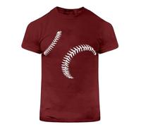 T-shirt à manches courtes pour homme facile à porter - Lettre de baseball imprimée - Col rond - Pour l'intérieur et l'extérieur, la marche, le sport, la vie quotidienne, Rouge, 4XL