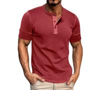 T-shirt à manches courtes pour homme facile à porter - Style décontracté - Couleur unie - Pour l'intérieur et l'extérieur, la marche, le sport, la vie quotidienne, Rouge, XXL
