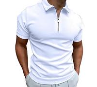 T-shirt à manches courtes pour homme - Haut uni - Grand t-shirt de sport solide à manches courtes - Col à revers - Haut décontracté pour intérieur et extérieur - Pour la marche, le sport, la vie
