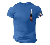 T-shirt à manches courtes pour homme, imprimé croix de Jésus, chemise décontractée, coupe ajustée, chemise d'été, couleur unie, chemises d'entraînement de gym, coupe régulière, hauts de vacances
