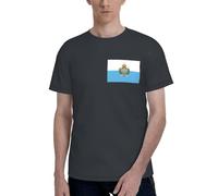 T-shirt à manches courtes pour homme, imprimé drapeau de Saint-Marin, doux et élégant, parfait pour un usage quotidien, Noir , XXL