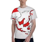 T-shirt à manches courtes pour homme, motif carte indonésienne abstraite, élégant, doux, parfait pour un usage quotidien, Noir , XXL