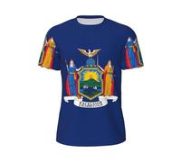 T-shirt à manches courtes pour homme - Motif drapeau de New York - Séchage ultra rapide - Évacuation de l'humidité - Pour la course à pied, noir, Taille S