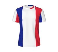 T-shirt à manches courtes pour homme - Séchage rapide - Motif drapeau français - Séchage rapide - Pour sport, noir, Taille 3XL
