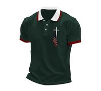 T-shirt à manches courtes pour homme - Style patriotique - Décontracté - Drapeau américain - Imprimé commémoratif du 4 juillet - Pour la plage, hawaïen, streetwear, Vert, XL