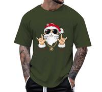 T-shirt à manches courtes pour homme T-shirt de sport avec motif Père Noël festif Haut doux et décontracté pour les vacances les fêtes Idées cadeaux T-shirts drôles pour hommes Costume de Noël, R Vert
