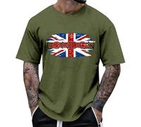 T-shirt à manches courtes pour homme - T-shirt d'été décontracté - Polo avec drapeau du Royaume-Uni - Drapeau du Royaume-Uni, O Armée Vert, XL