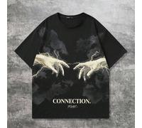 T-shirt à manches courtes pour hommes avec impression de silhouette humaine à imagerie thermique rétro de rue, été L,M,S,XL,XS,XXLPortrait,graphiqueÉtoffe