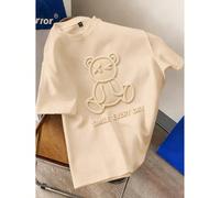 T-shirt à manches courtes pour hommes de taille standard avec graphique d'ours en peluche 3D kaki L,M,S,XL,XS,XXL,XXS,XXXL,XXXXLLettresTissu tricoté