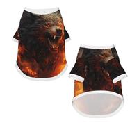 T-shirt à manches courtes pour petits chiens - Loup sauvage dans le feu