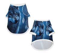 T-shirt à manches courtes pour petits chiens - T-shirt pour animal domestique - Motif loups et attrape-rêves
