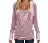 T-Shirt à Manches Longues avec empiècement à Sequins Scintillants, Blouse décontractée et Ample idéale Quotidien