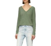 T-Shirt à Manches Longues avec Encolure Henley et Structure en Fil flammé, Vert Sauge, 48