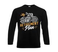 T-shirt à manches longues avec inscription « My Retirement Plan - A Motorcycle », Noir - Manches longues, XL