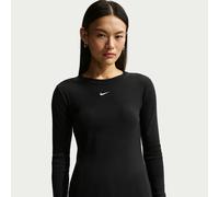 T-shirt à manches longues côtelé et ajusté Nike pour femme Noir/Blanc