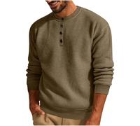 T-shirt à manches longues en tissu gaufré pour homme - Pull basique léger respirant sport tendance uni col rond léger course à pied haut de sport durable et confortable, café, XL