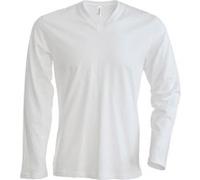 Kariban T-Shirt à Manches Longues et col en V Coupe cintrée pour Homme (L) (Blanc)
