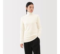 T-shirt à manches longues et col roulé en coton et cachemire pour femme Blanc cassé S