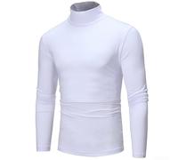 T-shirt à manches longues et col roulé pour homme - Confortable et décontracté - Pour un usage quotidien (XL blanc)
