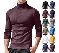 T-shirt à manches longues et col roulé pour homme, coupe ajustée, pour le sport, l'entraînement, les muscles, gris foncé, XXL