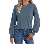 T-Shirt À Manches Longues Femme Col Round Blouse Chic Et Élégant Lâche Haut Décontracté Tee Shirt Couleur Unie Tunique Basic Top Pullover Coton Tendance Polyvalent Automne Printemps 2026