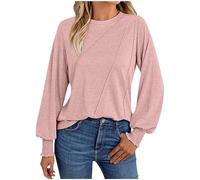 T-Shirt À Manches Longues Femme Col Round Blouse Chic Et Élégant Lâche Haut Décontracté Tee Shirt Couleur Unie Tunique Basic Top Pullover Coton Tendance Polyvalent Automne Printemps 2026