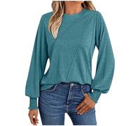 T-Shirt À Manches Longues Femme Col Round Blouse Chic Et Élégant Lâche Haut Décontracté Tee Shirt Couleur Unie Tunique Basic Top Pullover Coton Tendance Polyvalent Automne Printemps 2026