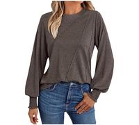 T-Shirt À Manches Longues Femme Col Round Blouse Chic Et Élégant Lâche Haut Décontracté Tee Shirt Couleur Unie Tunique Basic Top Pullover Coton Tendance Polyvalent Automne Printemps 2026