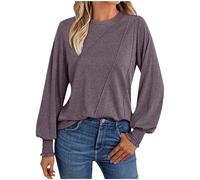 T-Shirt À Manches Longues Femme Col Round Blouse Chic Et Élégant Lâche Haut Décontracté Tee Shirt Couleur Unie Tunique Basic Top Pullover Coton Tendance Polyvalent Automne Printemps 2026