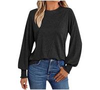T-Shirt À Manches Longues Femme Col Round Blouse Chic Et Élégant Lâche Haut Décontracté Tee Shirt Couleur Unie Tunique Basic Top Pullover Coton Tendance Polyvalent Automne Printemps 2026