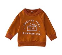 T-shirt à manches longues pour enfant garçon fille Halloween avec lettre imprimée, café, 2-3 ans