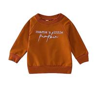 T-shirt à manches longues pour enfant garçon fille Halloween avec lettre imprimée, marron, 6-12 mois