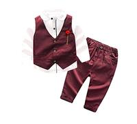 T-shirt à manches longues pour enfant garçon - Gilet - Manteau - Pantalon - Tenue de gentleman - Ensemble pour nouveau-né, RD1, 5-6 ans