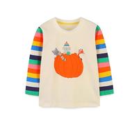 T-Shirt à Manches Longues pour Enfants, Haut imprimé de Dessin animé Citrouille d'halloween, pour garçons et Filles, Nouvelle Automne Top Garçons Dentelle (Orange, 3-4 Years)