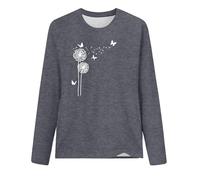 T-shirt à manches longues pour femme avec motif pissenlit - Haut avec imprimé papillon - T-shirt décontracté pour un look ludique au printemps, M
