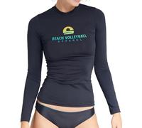 T-Shirt à Manches Longues pour Femme Beachvolleyball Sport - Polyamide recyclé (M, Black Sunset)