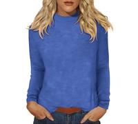 T-shirt à manches longues pour femme - Col montant - Coupe ajustée - Couleur unie - Col roulé fin - Pull basique à manches longues - Sous-vêtement thermique à manches longues - Pour l'automne et