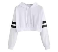 T-shirt à manches longues pour femme - Pull à rayures multicolores - Pull esthétique - Pour adolescente - Ventre nu - Arc-en-ciel - Sweat-shirt à manches longues - Crop Tops - Y2k - Top baggy -