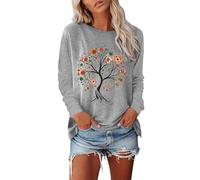 T-shirt à manches longues pour femmes avec motif d'arbre de vie - Haut décontracté avec imprimé d'arbre coloré | Chemise artistique pour un style individuel, XL