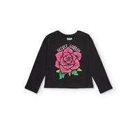 T-shirt à manches longues pour fille avec motif de fleur noir 4A