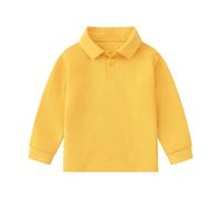 T-shirt à manches longues pour filles et garçons - Manches longues - Décontracté - Solide - Gentleman - Vacances, jaune, 5-6 ans