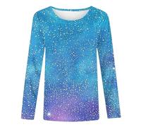 T-shirt à manches longues pour filles Hauts Garçons Chemise à manches longues Filles Paillettes Imprimé Pull Enfant Col Rond Chemise Uni Manches Longues Printemps / Été, bleu ciel, 3-4 ans