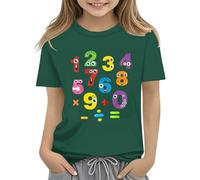 T-shirt à manches longues pour filles - Pour le jour du numéro 2025 - Pour l'école - Pour les amateurs de mathématiques - 10 filles (vert, 2-3 ans)