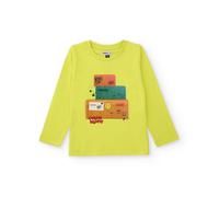 T-shirt à manches longues pour garçon avec imprimé de cartons jaune 10A