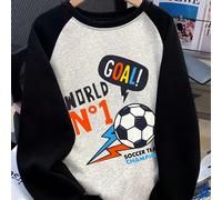 T-shirt à manches longues pour garçons avec impression de football de dessin animé et blocs de couleurs, style sportif, nouvelle arrivée pour l'automne/hiver 6Y,7Y,8Y,9Y,10Y,4Y,5Y,14Y,11Y,12Y,13Y,16Y,