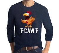 T-shirt à manches longues pour homme - Col rond drôle de coq - T-shirt graphique décontracté coupe droite - Vêtements tendance - pour les voyages, Bleu violet, XL