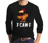 T-shirt à manches longues pour homme - Col rond drôle de coq - T-shirt graphique décontracté coupe droite - Vêtements tendance - pour les voyages, Noir , S