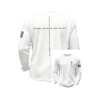 T-shirt à manches longues pour homme Jesus The Way The Truth The Life Cross gaufré décontracté God Faith, Love Jesus Christ, blanc, L